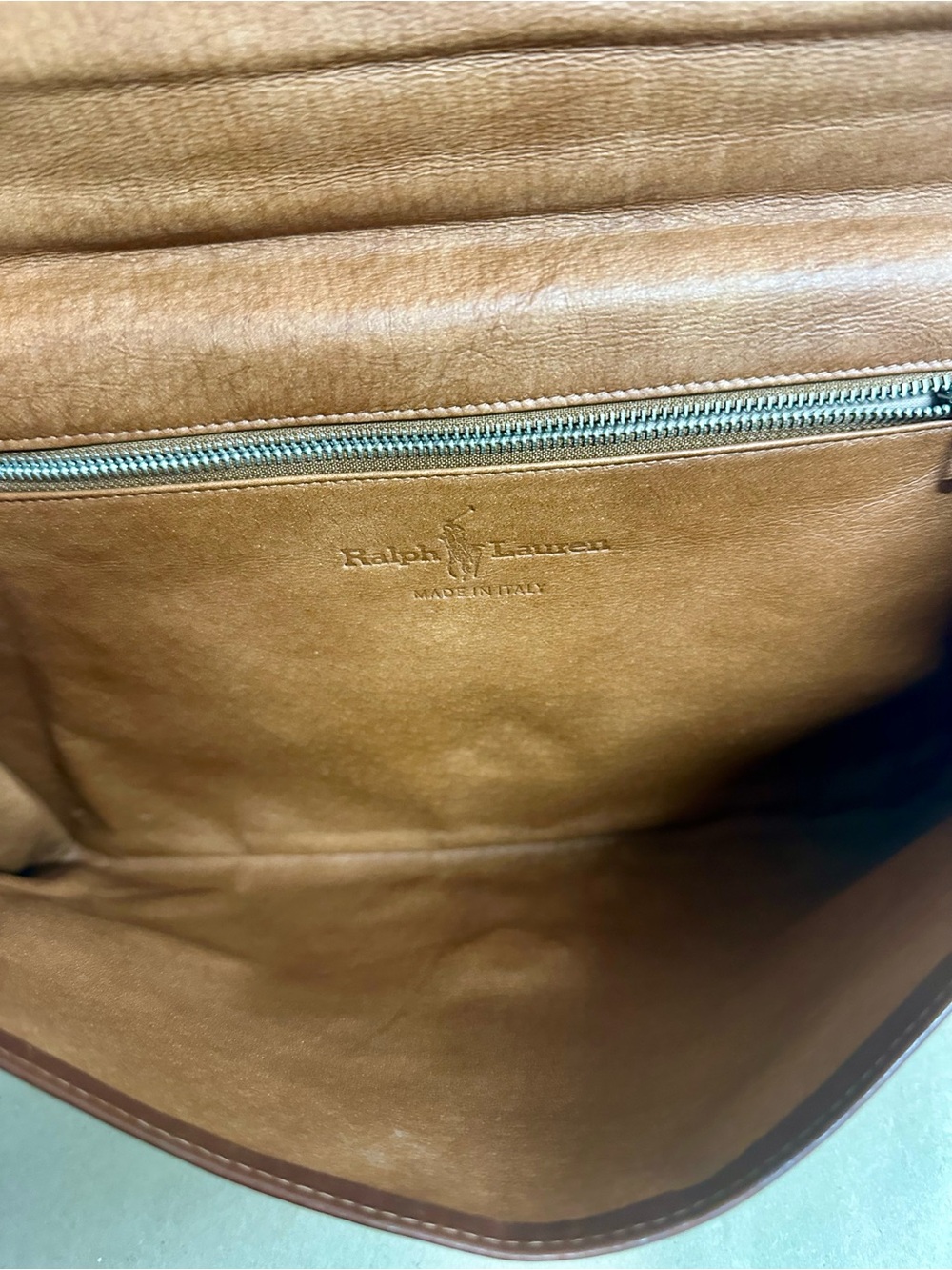 Brown Leather Envelope Clutch Polo Ralph Lauren vintage - Picture 5 of 9